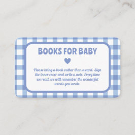 Blue Gingham Boy Baby shower boeken voor Baby Informatiekaartje