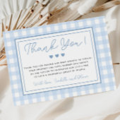 Blue Gingham Boy Baby shower Dank je wel kaart