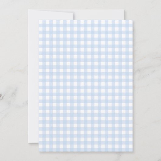 Blue Gingham Boy Baby shower Kaart (Achterkant)