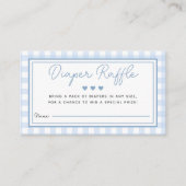 Blue Gingham Boy Baby shower Luier Raffle Kaart (Voorkant)