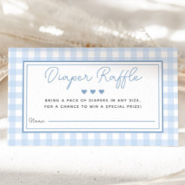 Blue Gingham Boy Baby shower Luier Raffle Kaart