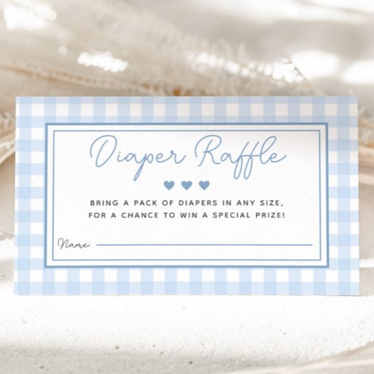 Blue Gingham Boy Baby shower Luier Raffle Kaart