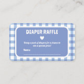 Blue Gingham Boy Baby shower Luier Raffle Ticket Informatiekaartje (Voorkant)