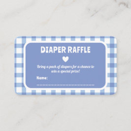 Blue Gingham Boy Baby shower Luier Raffle Ticket Informatiekaartje