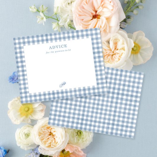 Blue Gingham Boy Baby shower Ouders Advies Kaart