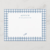 Blue Gingham Boy Baby shower Ouders Advies Kaart (Voorkant)