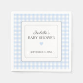 Blue Gingham Boy Baby shower Papier Servet (Voorkant)