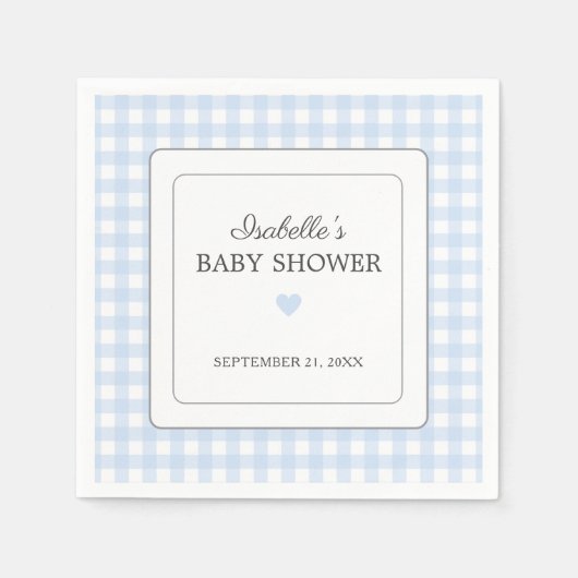 Blue Gingham Boy Baby shower Papier Servet (Voorkant)