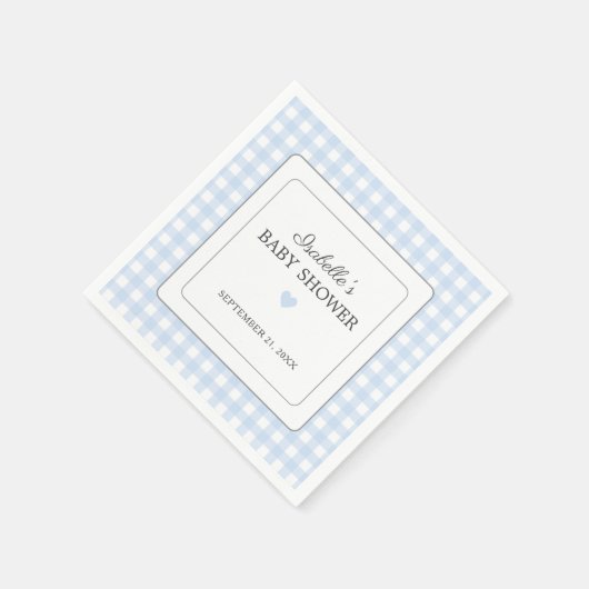 Blue Gingham Boy Baby shower Papier Servet (Hoek)