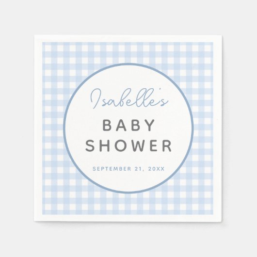 Blue Gingham Boy Baby shower Servet (Voorkant)
