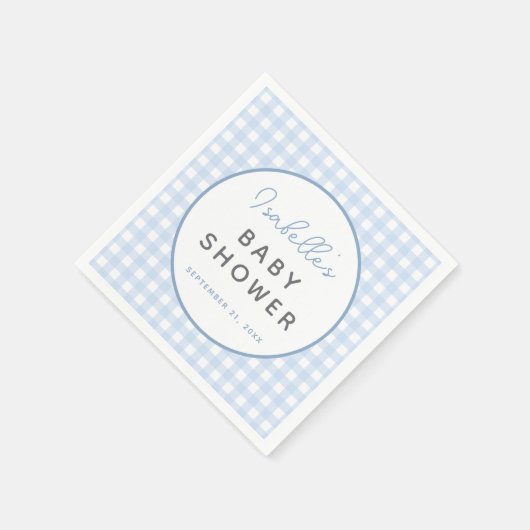 Blue Gingham Boy Baby shower Servet (Hoek)