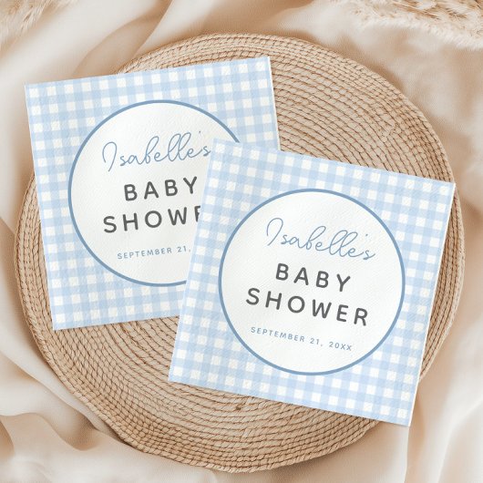 Blue Gingham Boy Baby shower Servet