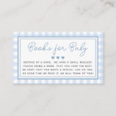 Blue Gingham Boy Boeken voor Baby shower Informatiekaartje (Voorkant)