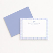 Blue Gingham Boy Gepersonaliseerde Nursery Note Ka