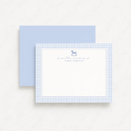 Blue Gingham Boy Gepersonaliseerde Nursery Note Ka Aankondiging