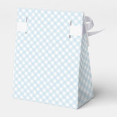 Blue gingham boy strik stropdas baby shower bedankdoosjes (Achterkant)