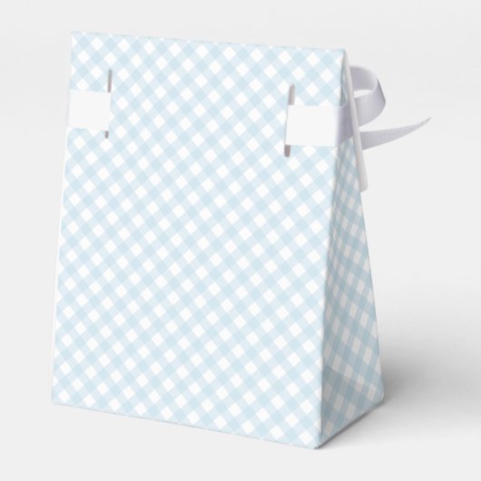 Blue gingham boy strik stropdas baby shower bedankdoosjes (Achterkant)