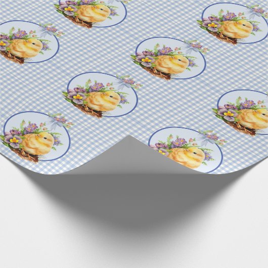 Blue Gingham Boy Verjaardag Cadeaupapier (Hoek)