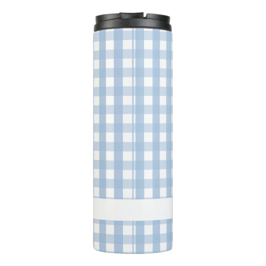 Blue Gingham Brown Aardappel Custom Thermische Tum Thermosbeker (Achterkant)