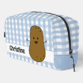 Blue Gingham Brown Aardappel Custom Toilettasje (Rechterhoek)