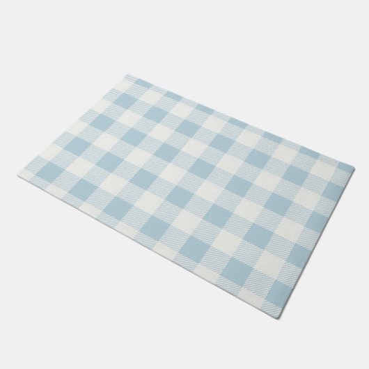 Blue Gingham Buffalo Check Coastal Deurmat (Schuin)