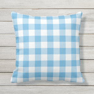 Blue Gingham Buitenkussen