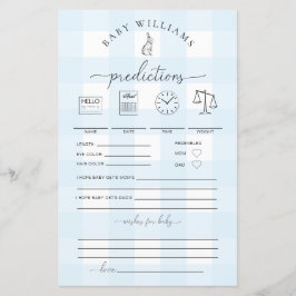 Blue Gingham Bunny Baby Predictions Game