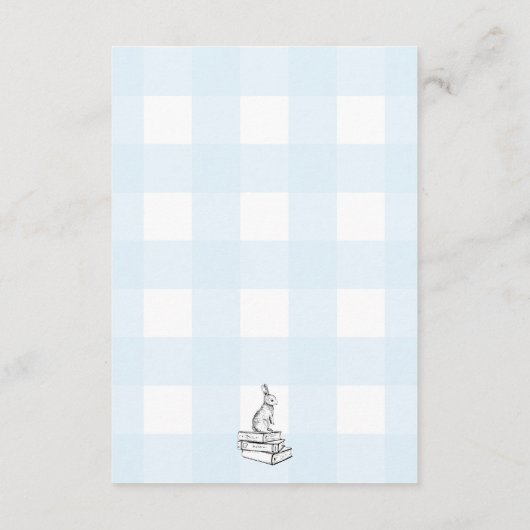 Blue Gingham Bunny Books Request Insert Kaart (Achterkant)