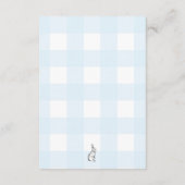 Blue Gingham Bunny Diaper Raffle Enclosure Informatiekaartje (Achterkant)