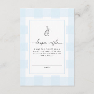 Blue Gingham Bunny Diaper Raffle Enclosure Informatiekaartje