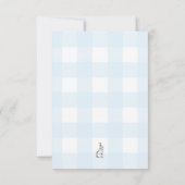 Blue Gingham Bunny Diaper Raffle Enclosure Kaart (Achterkant)
