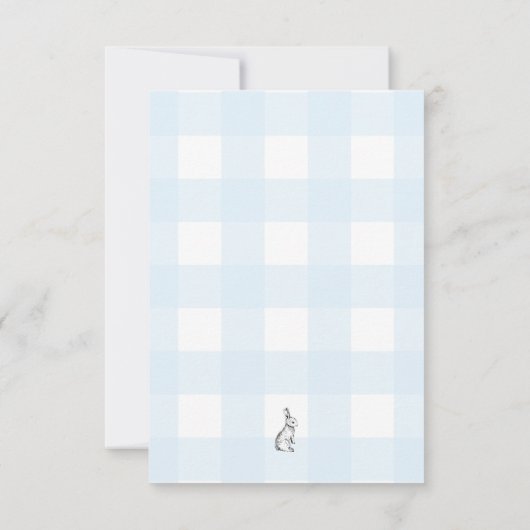 Blue Gingham Bunny Diaper Raffle Enclosure Kaart (Achterkant)