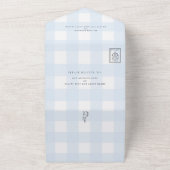 Blue Gingham Bunny Rabbit Baby shower All In One Uitnodiging (Buitenkant)