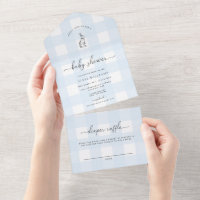 Blue Gingham Bunny Rabbit Baby shower