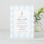 Blue Gingham Bunny Rabbit Baby Sprinkle Kaart (Staand voorkant)