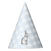 Blue Gingham Bunny Rabbit Feesthoedjes (Voorkant)