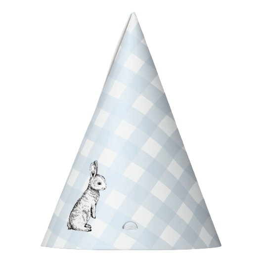 Blue Gingham Bunny Rabbit Feesthoedjes (Links)