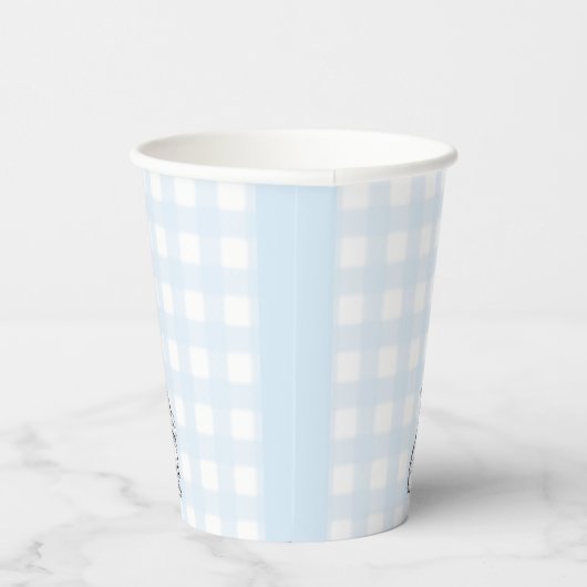Blue Gingham Bunny Rabbit Paper cup Papieren Bekers (Rechts)
