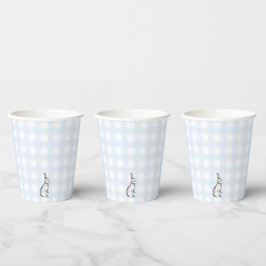 Blue Gingham Bunny Rabbit Paper cup Papieren Bekers (Multi)