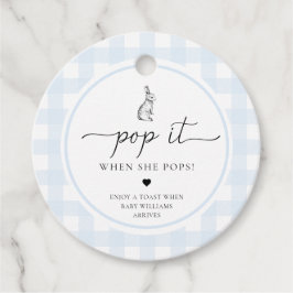 Blue Gingham Bunny Rabbit Pop het als ze Pop Bedankjes Labels
