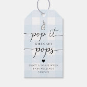 Blue Gingham Bunny Rabbit Pop het als ze Pop Cadeaulabel (Voorkant)