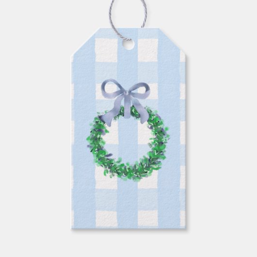 Blue gingham cadeau labels cadeaulabel (Voorkant)