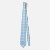 Blue Gingham Casual Monogram Necktie Stropdas (Voorkant)