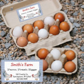 Blue Gingham Check Boerderij Fresh Eggickens Label