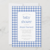 Blue Gingham Check Boy Baby shower Kaart (Voorkant)