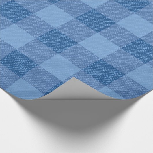 Blue Gingham Check Cadeaupapier (Hoek)