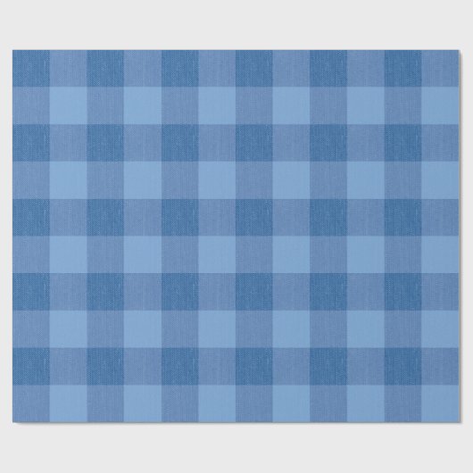 Blue Gingham Check Cadeaupapier (Vlak)