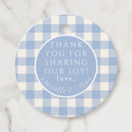Blue Gingham Check Favoriet Tags Bedankjes Labels