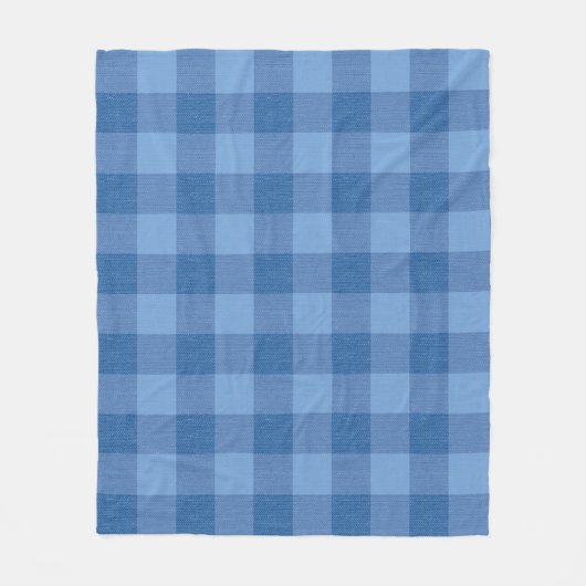 Blue Gingham Check Fleece Deken (Voorkant)
