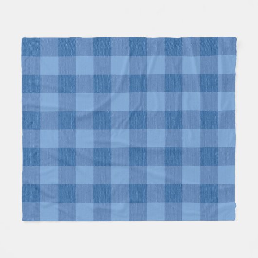 Blue Gingham Check Fleece Deken (Voorkant (Horizontaal))